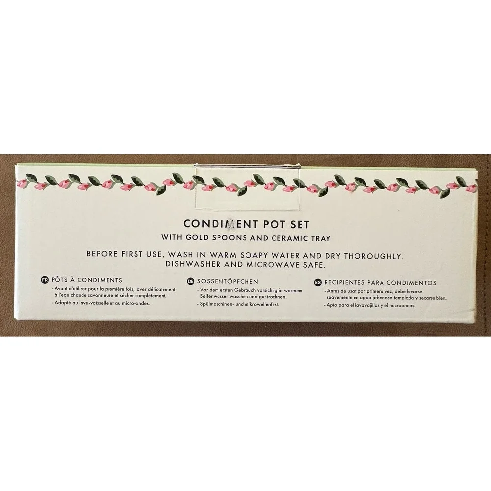 Cath Kidston‎ Christmas Condiment Pot Set Gold Spoons Ceramic Tray NIB